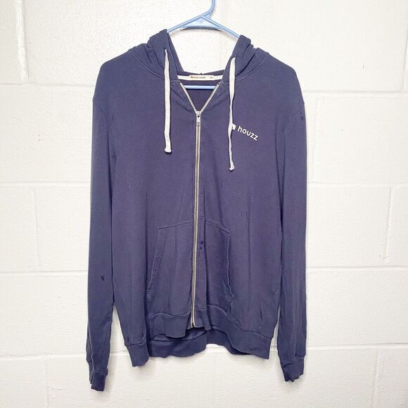 Marine Layer Jacket Mens XL Blue Hoodie Full Zip Sweatshirt Double Knit Logo - Picture 1 of 8